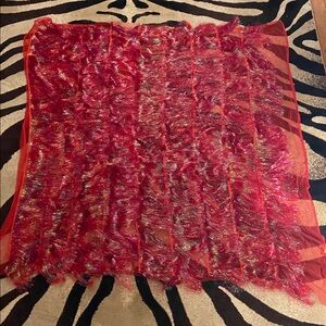 Crimson Fringe Performance Textile, 5ft x 5ft Statement Fabric